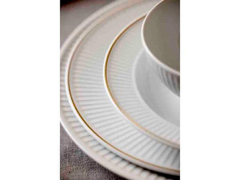 Pillivuyt Plissé Plate flat Dia 28 cm White/Matt gold
