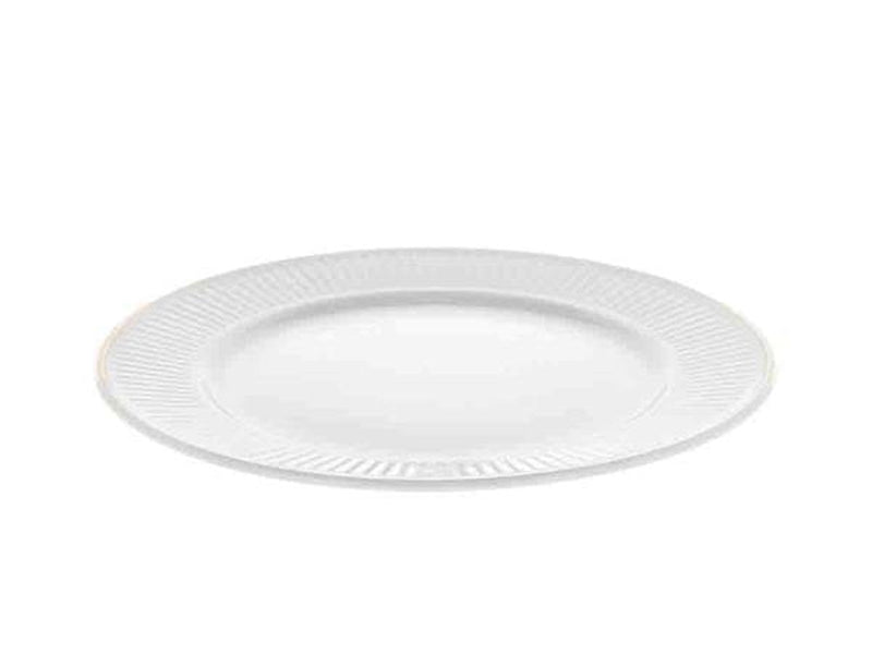 Pillivuyt Plissé Plate flat Dia 22 cm White/Matt gold