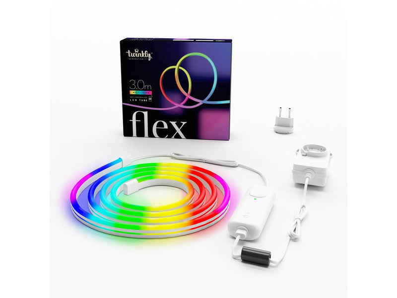 Twinkly Flex – App-controlled RGB LED neon tube. 3 Meters. White Wire.