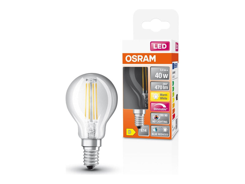 Osram LED-Lampe Comfort Mini-ball Filament 3,4W/927 (40W) Clear Dimmable E14