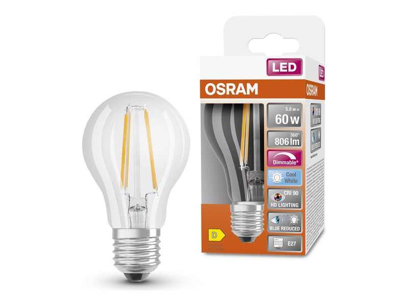 Osram LED-Lampe Standard 5,8W/940 (60W) Clear Dimmable E27
