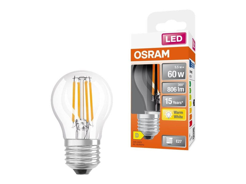 Osram LED-Lampe Mini-ball 5.5W/827 (60W) Clear E27