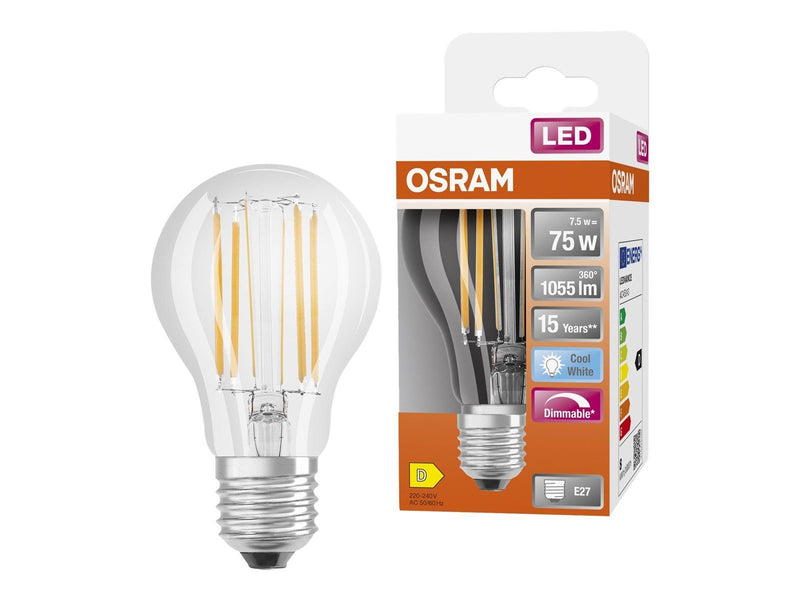 Osram LED-Lampe Standard 7.5W/840 (75W) Clear Dimmable E27