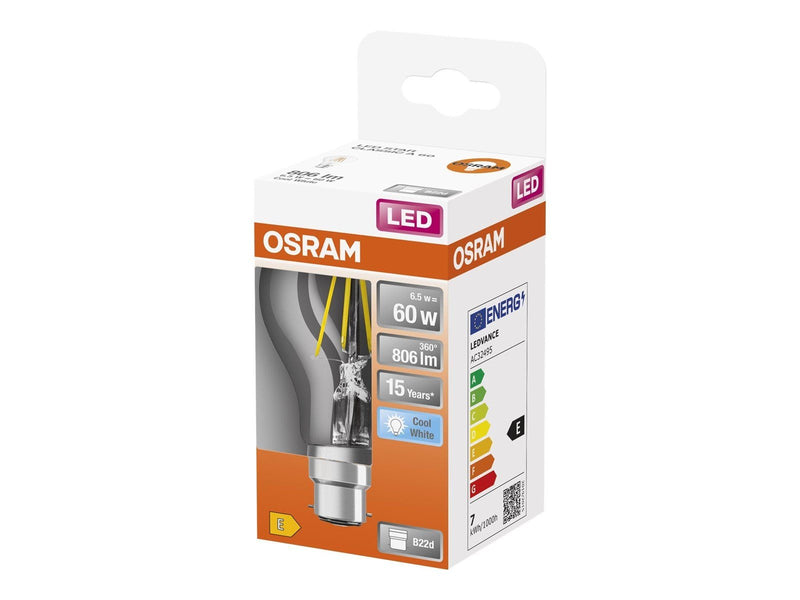 Osram LED-Lampe Standard Filament 6,5W/840 (60W) Clear B22d