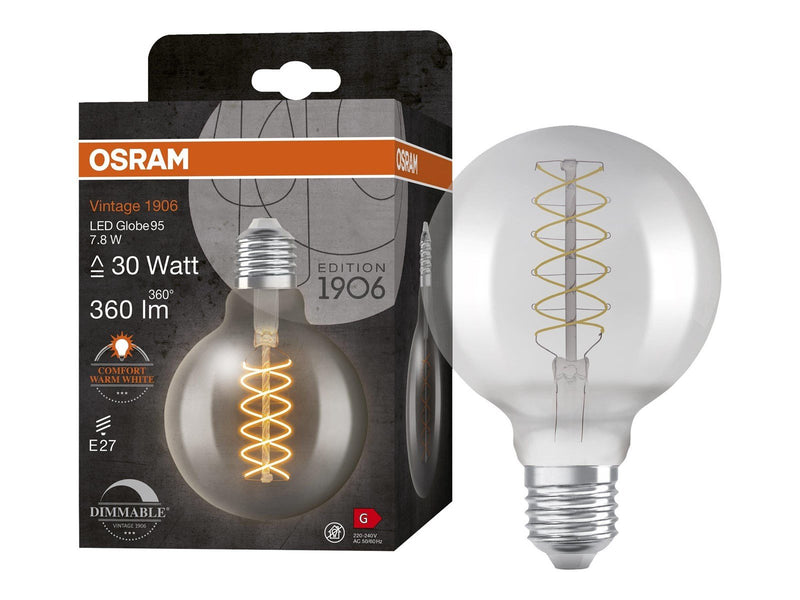 Osram LED-Lampe Vintage 1906 Globe95 7.8W/818 (30W) Smoke Dimmable E27