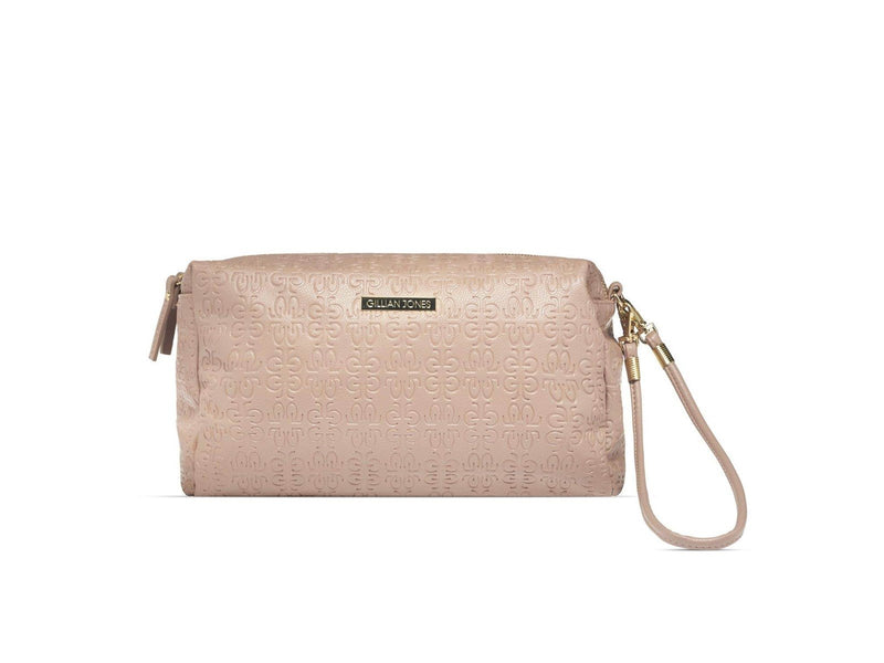 Gillian Jones Natascha Cosmetics bag in cream with embossed