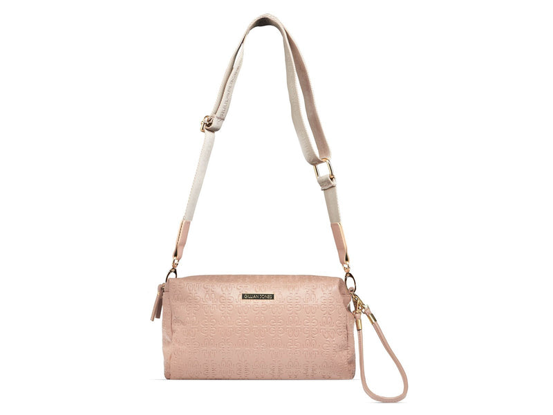 Gillian Jones Natascha Cosmetics bag in cream with embossed