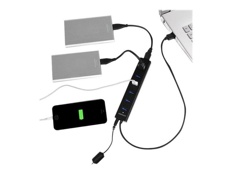 AXAGON HUE-SA7BP - hub - 7 ports USB-Hubs - USB 3.2 - 7 - Schwarz