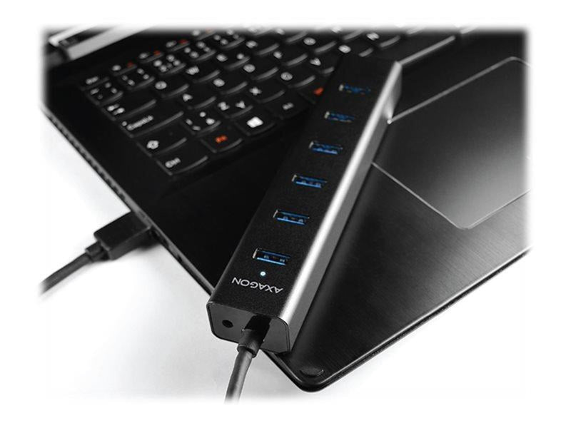 AXAGON HUE-SA7BP - hub - 7 ports USB-Hubs - USB 3.2 - 7 - Schwarz