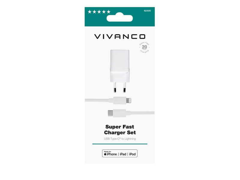 Vivanco Lightning/USB-C PD 20W Home Charger 1.2m
