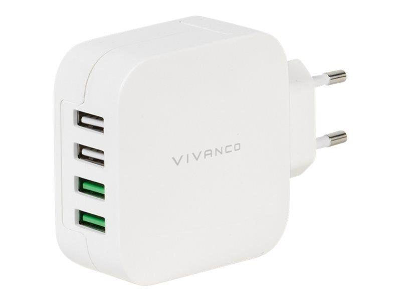 Vivanco 4xUSB Home Charger 4.8A Automatic White