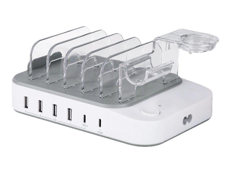 Deltaco DPS-0203 charging station - 4 x USB 2 x USB-C - 50 Watt