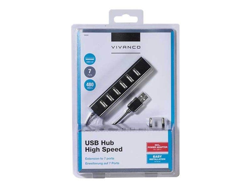 Vivanco - hub - 7 ports USB-Hubs - 7 - Schwarz