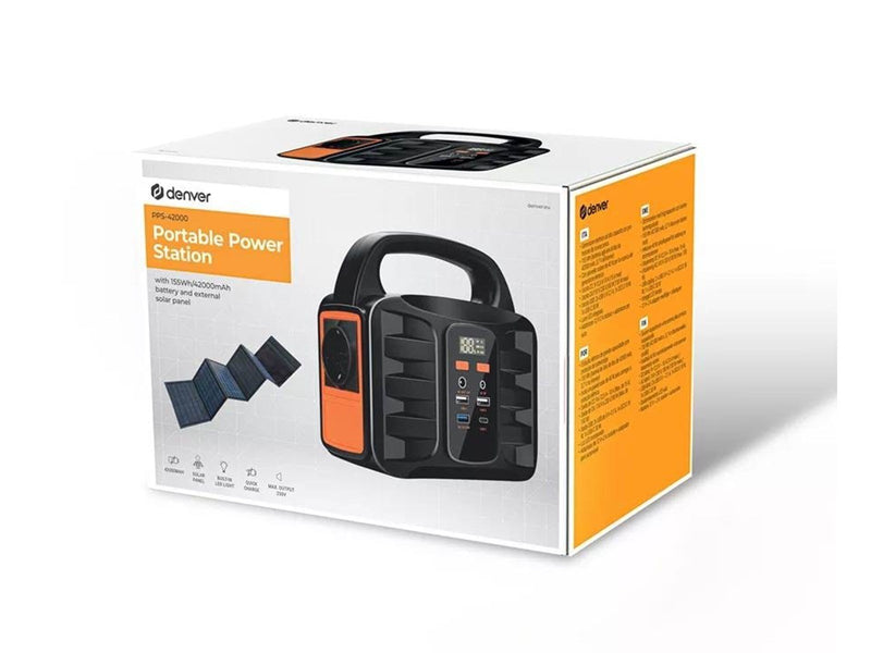 DENVER PPS-42000 Power Bank + Solar Cell - 42000mAh - 155Wh - 18W