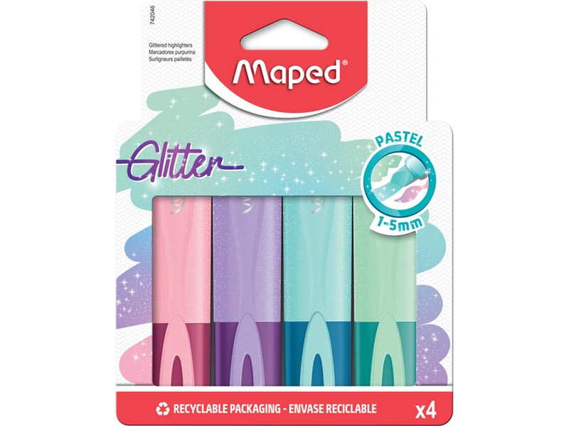 Maped Fluo'Peps Classic  Glitter Pastel Highlighters x4
