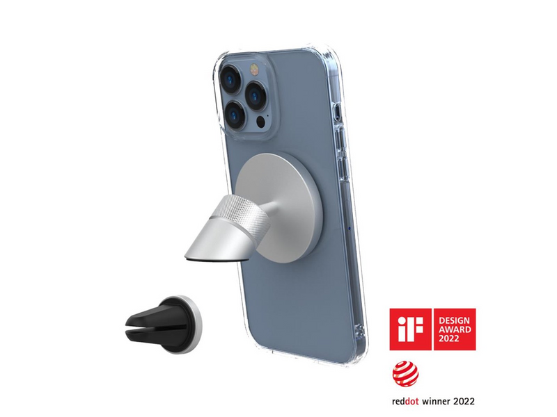 Just Mobile AluDisc Go - Omni-Directional Magnetic Aluminum Car Mount (vent insert & dashboard base included)