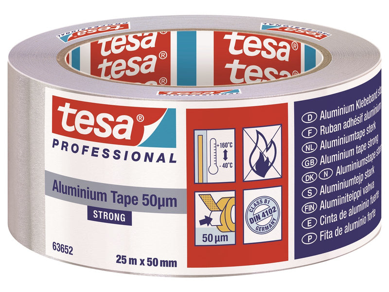 tesa Aluminum Tape Strong  50mµ Liner 25m x 50mm