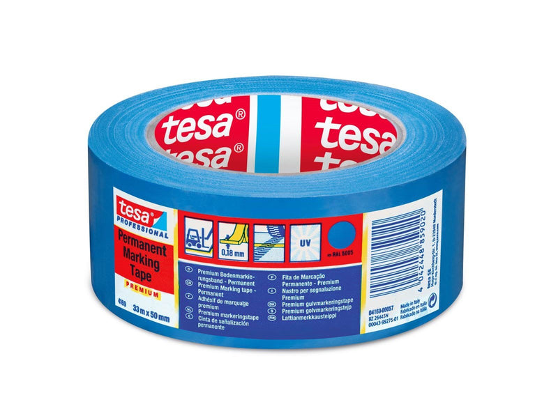 tesa Floor Marking Tape Premium indoor and outdoor 33m x 50 mm Blue