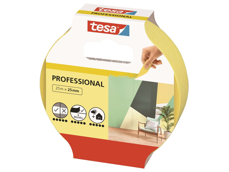 tesa Masking Tape Professional 25m x 25mm Yellow