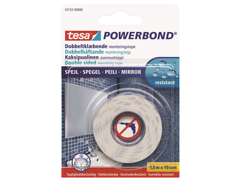 tesa Powerbond Mounting Tape Mirror 1.5m x 19mm