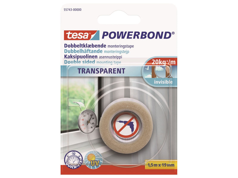 tesa Powerbond Mounting Tape Transparent 1.5m x 19mm