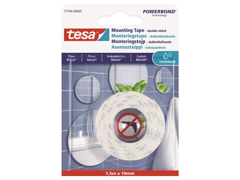 tesa Powerbond Mounting Tape Water Resistant 1.5m x 19mm