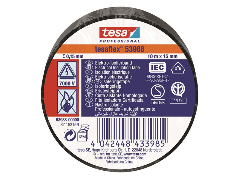 tesa flex Insulating tape IEC 10m x 15mm black