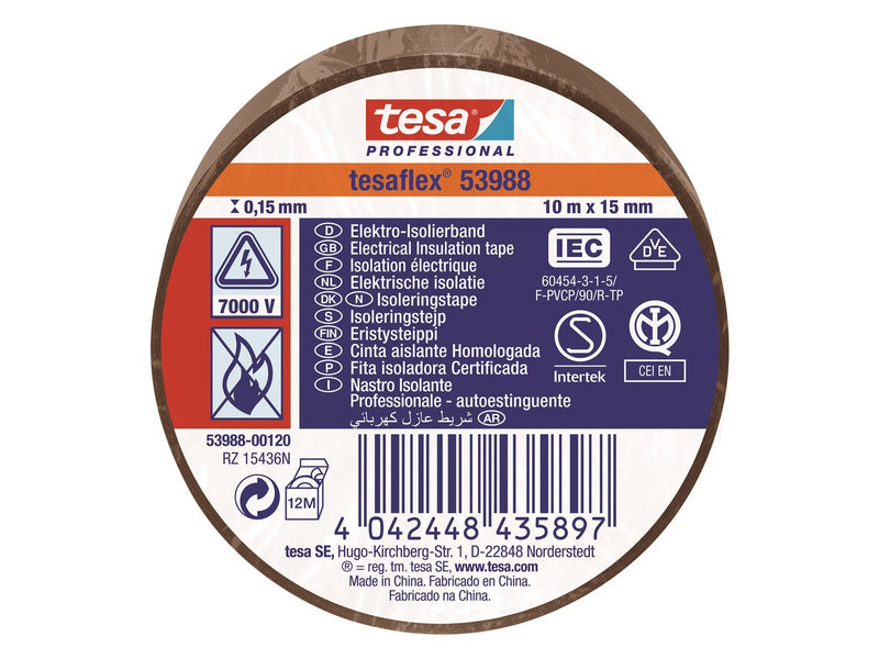 tesa flex Insulating tape IEC 10m x 15mm brown