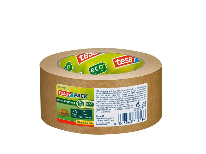tesa pack Paper Standard Packaging Tape ecoLogo 50m x 50mm Brown