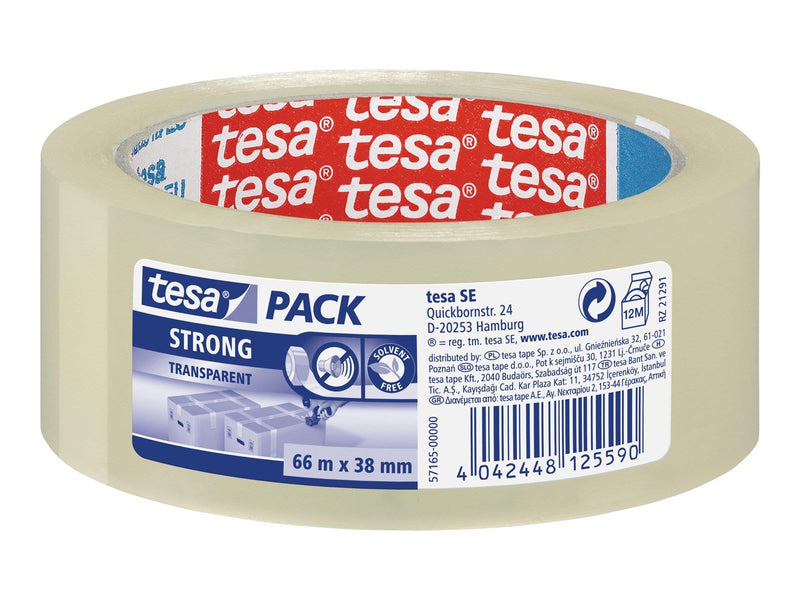 tesa pack Strong Packaging Tape 66m x 38mm Transparent