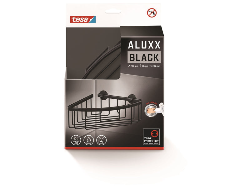 tesa Aluxx Black corner basket self-adhesive