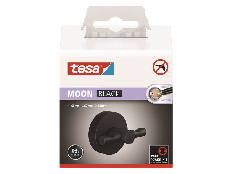 tesa Moon Black bathrobe hook self-adhesive
