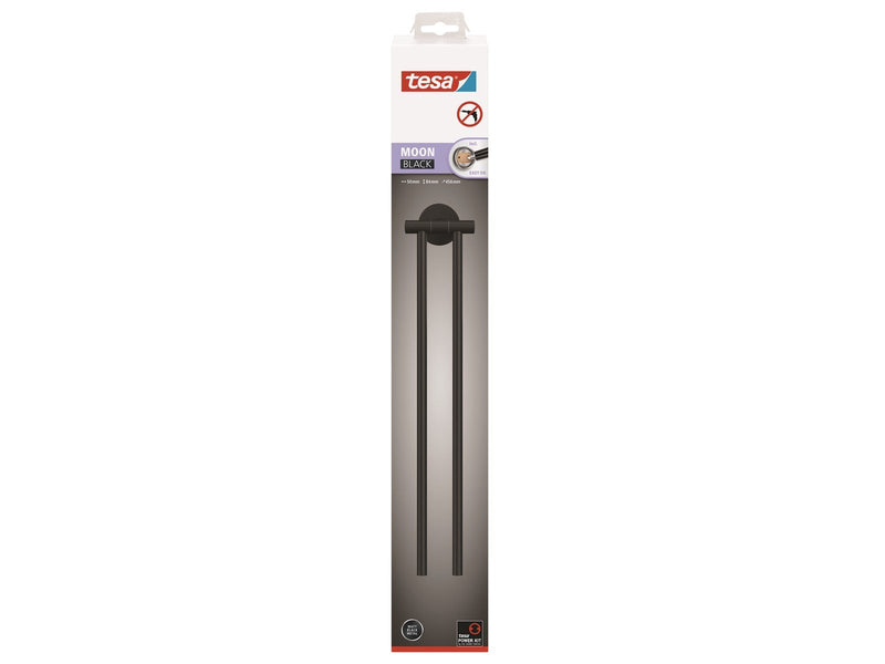 tesa Moon Black two-armed towel holder self-adhesive