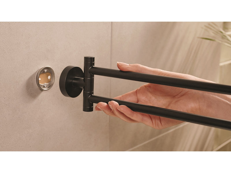 tesa Moon Black two-armed towel holder self-adhesive