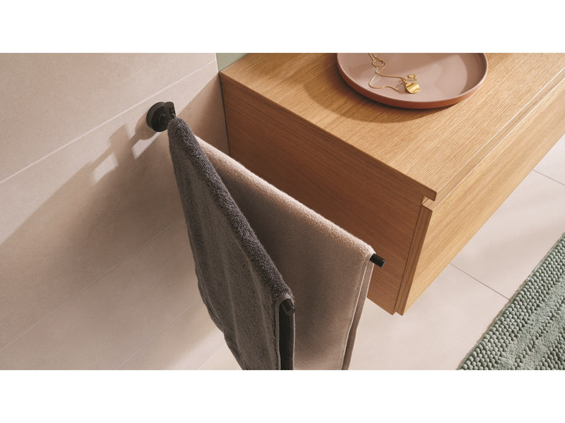 tesa Moon Black two-armed towel holder self-adhesive