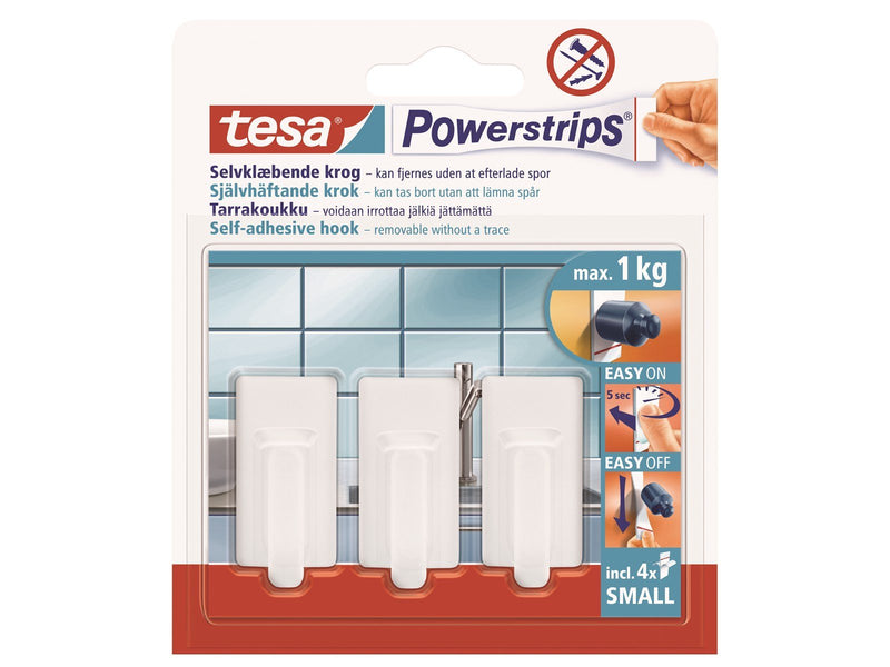 tesa Powerstrips Hooks Small Classic self-adhesive White