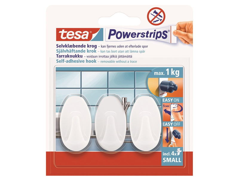 tesa Powerstrips Hooks Small Oval self-adhesive White