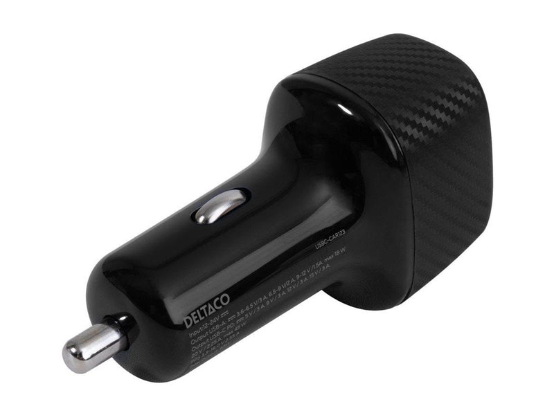Deltaco USB car charger 1x USB-A 18 W 1x USB-C P