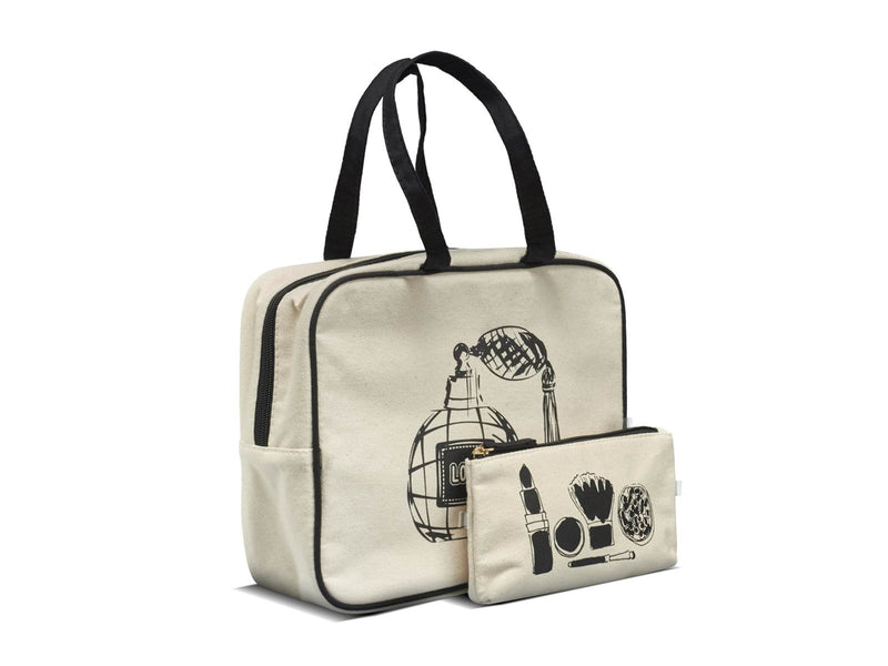 Secrets 2-part cosmetic bag set in cotton
