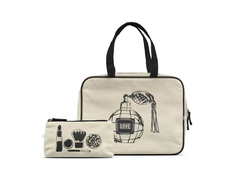 Secrets 2-part cosmetic bag set in cotton
