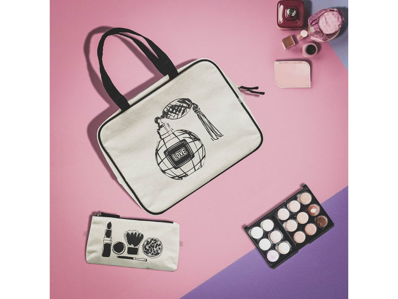 Secrets 2-part cosmetic bag set in cotton