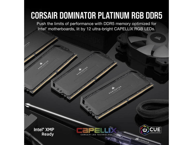 Corsair Dominator Platinum RGB DDR5-6200 - 64GB - CL32 - Quad Channel (4 pcs) - Intel XMP - Schwarz mit RGB