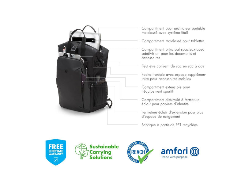 Dicota Eco Dual Go for Microsoft Surface Rucksack für Laptop 15" | Schwarz