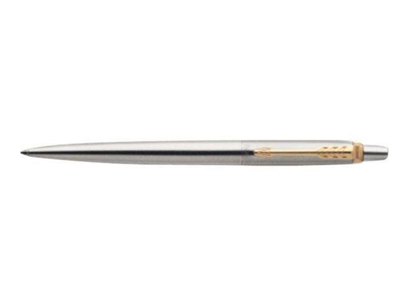 Parker Jotter Kugelschreiber | Edelstahl mit Goldzierteile | Mittlere Spitze | Blaue Tinte | Blister-Verpackung