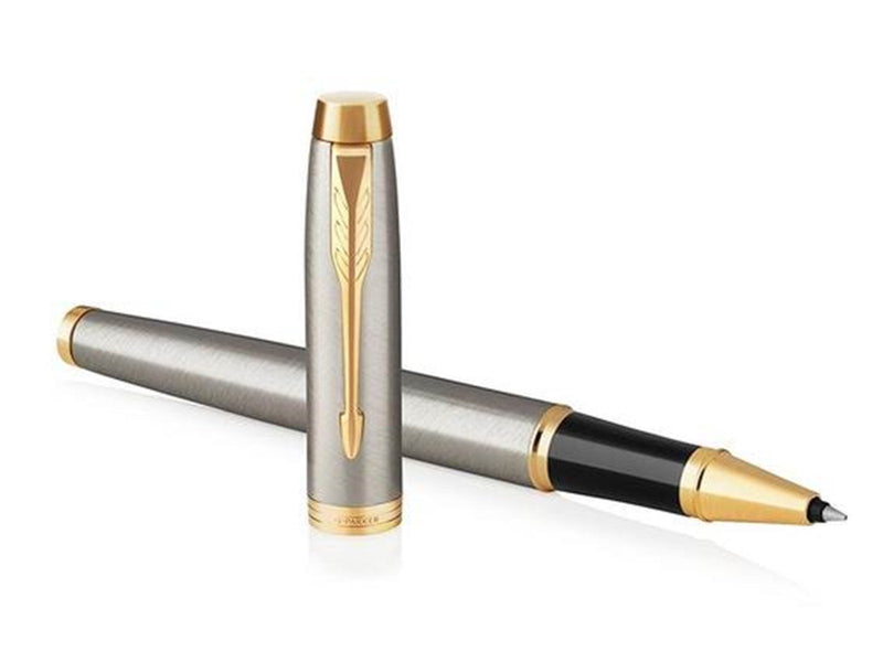 Parker IM Tintenroller | Brushed Metal | feine Schreibspitze | Nachfüllmine mit schwarzer Tinte | Blister-Verpackung