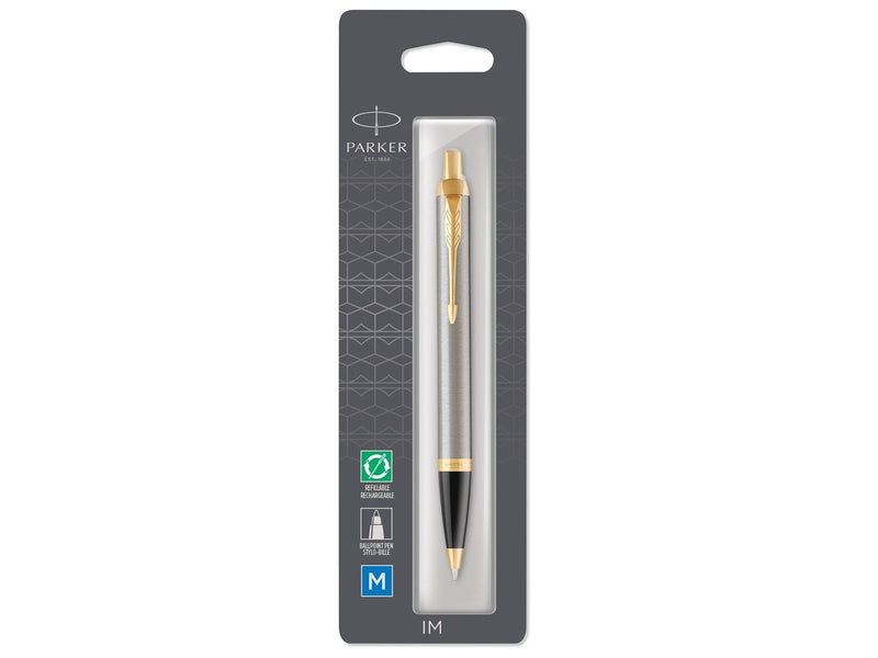 Parker IM Kugelschreiber | Brushed Metal | mittelstarke Schreibspitze | Nachfüllmine mit blauer Tinte | Blister-Verpackung