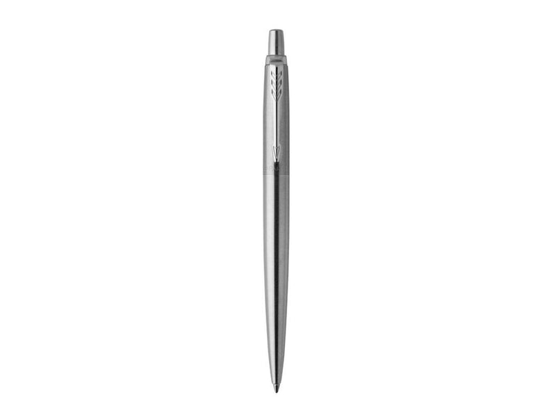 Parker Jotter-Gelschreiber | Edelstahl mit Chromzierteilen | mittlere Schreibspitze mit 0,7 mm | schwarze Tinte | Blister-Verpac