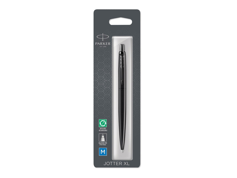 Parker Jotter XL Kugelschreiber | Monochrome Mattschwarz | mittlere Stiftspitze | blaue Tinte