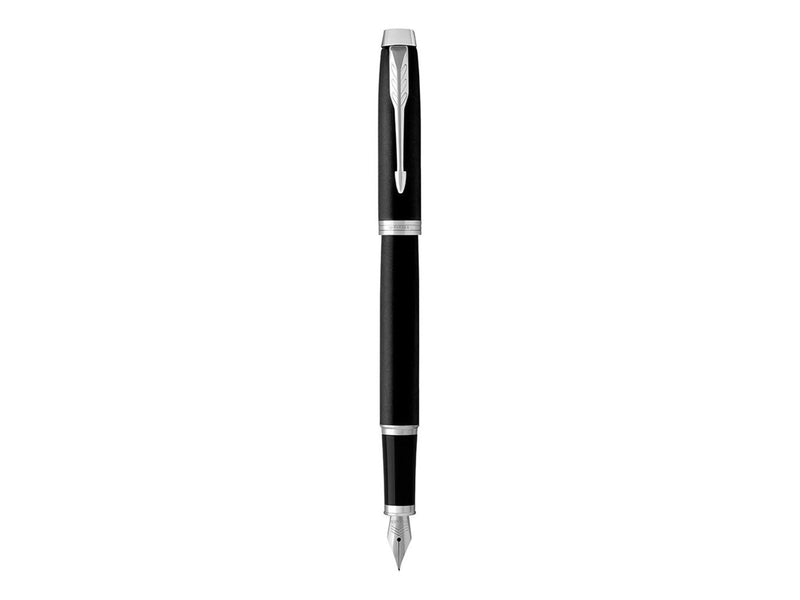 Parker IM Füller | Mattschwarz mit Chrom-Zierteilen | Füllfederhalter mit feiner Feder und blauer Tinte | Geschenkbox
