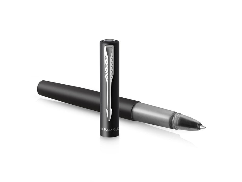 Parker Vector XL Tintenroller | Schwarze Metallic-Lackierung auf Messing | Feine Schreibspitze mit schwarzer Nachfülltinte | Ges